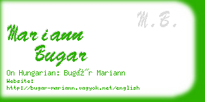 mariann bugar business card